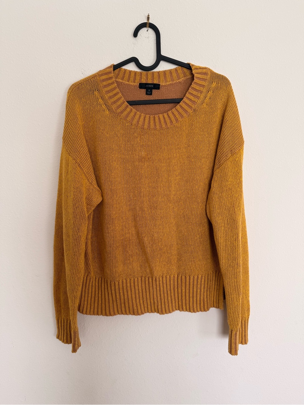 J.Crew Relaxed Linen Cotton Blend Beach Sweater Style BH469 Small Gold Yellow